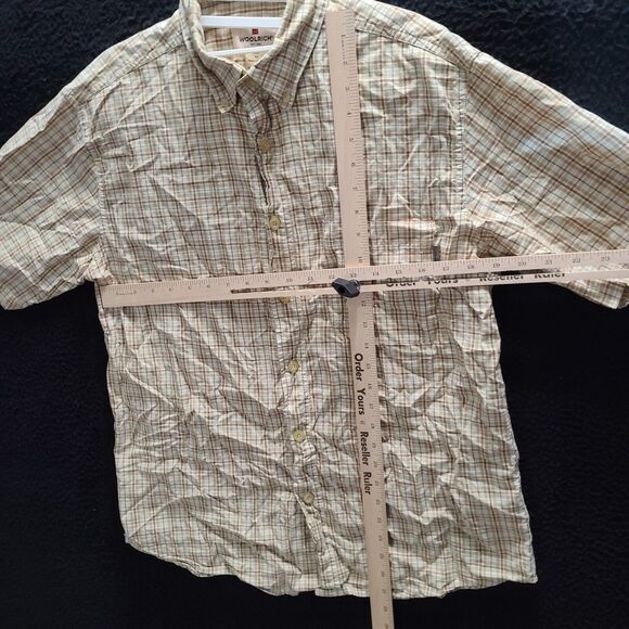 Woolrich Mens Button Up Shirt Beige Size Medium 100% Cotton Short Sleeve Collar - Picture 3 of 12